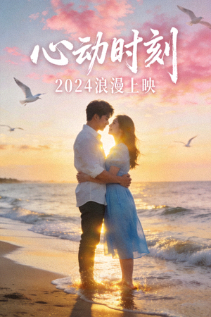 爱情剧《心动时刻》海报，浪漫海边场景