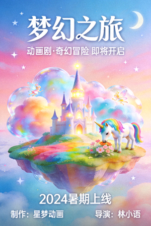 动画剧《梦幻之旅》海报，奇幻卡通世界